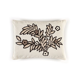 Elitis Riviera CO 187 16 02 Sand.   Taupe linen whimsical botanical accent throw pillow.  Click for details and checkout >>