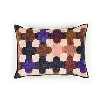 Elitis Saint Paul 192 53 02 printed amethyst velvet cross pattern with black piping accent pillow cover.  Click for details and checkout >>