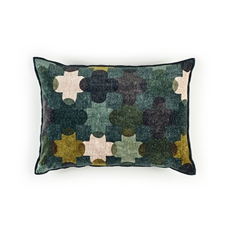 Elitis Saint Paul 192 68 02 printed obsidian velvet cross pattern with black piping accent pillow cover.  Click for details and checkout >>