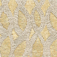 Elitis Perles VP 912 03.  Yellow lace embossed vinyl beaded wallpaper. Click for details and checkout >>