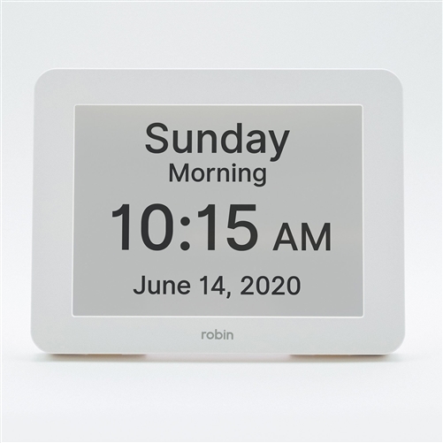 robin reminder day clock with alarm reminders for Alzheimer's and dementia