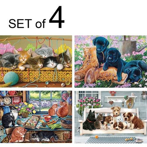 easy and simple puzzles for adults with dementia or Alzheimer's cats kittens dogs feline