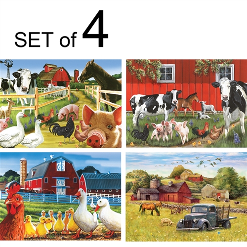 easy and simple puzzles for adults with dementia or Alzheimer's farms horses ducks chickens pigs cows