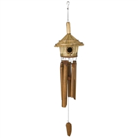Thatched bird house bamboo wind chime