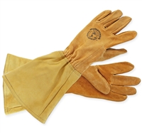 Large, durable, leather rose gauntlet gloves.