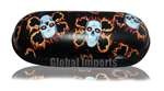 PP09 HARD HAND GLASS PIPE POUCH BLUE SKULL 6.5" LONG