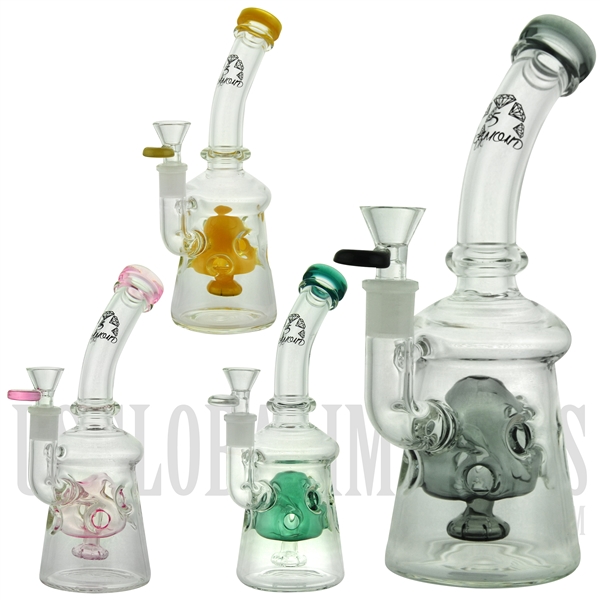 BD084 9" Water Pipe + Stemless + Faberge Egg + Showerhead + Bent Neck + Color + 5 DIAMOND