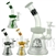 BD091 9" Water Pipe + Stemless + Showerhead + Bent Neck + Color + 5 DIAMOND