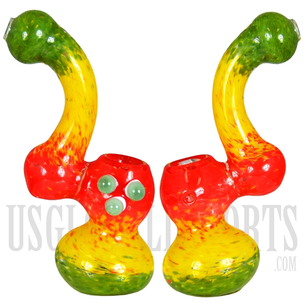 BU-535 7" Bubbler + Rasta Color Throughout + Glass Marble Design