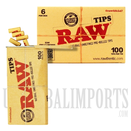 CP-2022 RAW Pre-Rolled Tips | 6 Tin Per Box | 100 Tips Per Tin