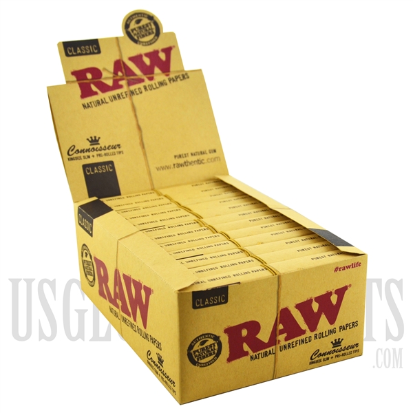 CP-228 RAW Classic Connoisseur King Size Slim + Pre Rolled Tips. 24 Packs
