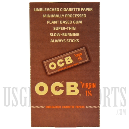 CP-602 OCB Virgin | 1 1/4 Unbleached Cigarette Papers | 24 Booklets