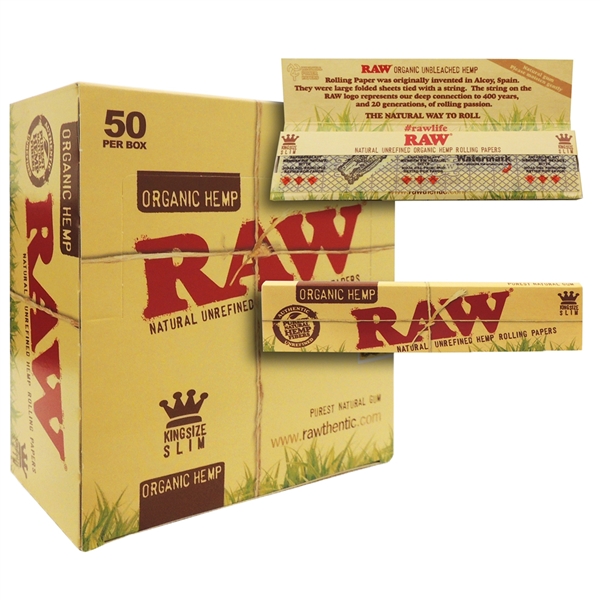 CP-92 Raw Organic Hemp | King Size Slim Papers | 50 Per Box | 32 Leaves Each