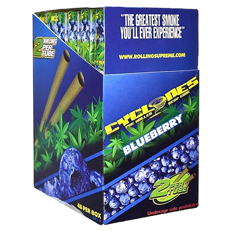 CP-CY-B Cyclones Pre Rolled Wraps | 48 Per Box | 2 Per Tube | Blueberry