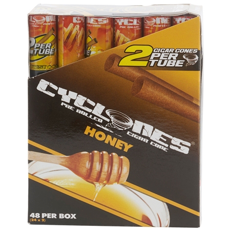 CP-CY-H Cyclones Pre Rolled Wraps | 48 Per Box | 2 Per Tube | Honey
