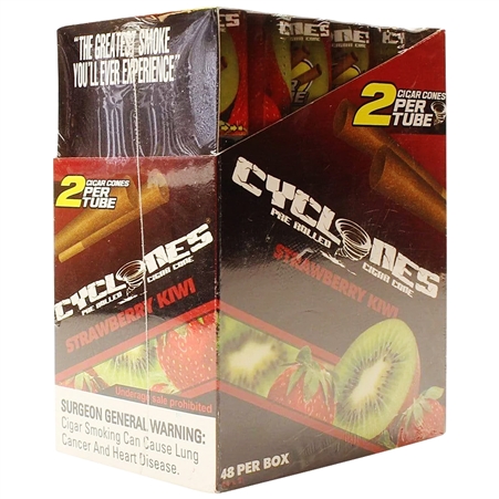 CP-CY-SK Cyclones Pre Rolled Wraps | 48 Per Box | 2 Per Tube | Strawberry Kiwi