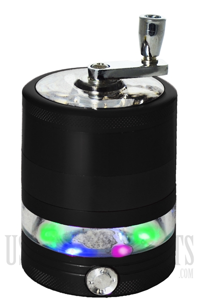 GR-56306 Handle Grinder 4 Parts + Clear View + Color Lights Aluminum Grinder