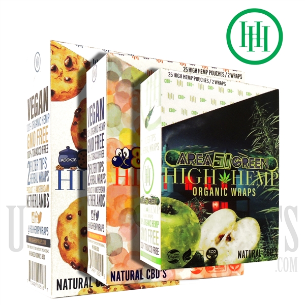 HH-001 High Hemp | 2 Wraps | 25 Pouches | Flavor Choices