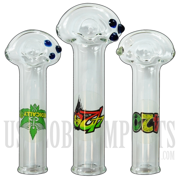 HP-1615 6" Hand Pipe + Design Sticker + Glass Marbles