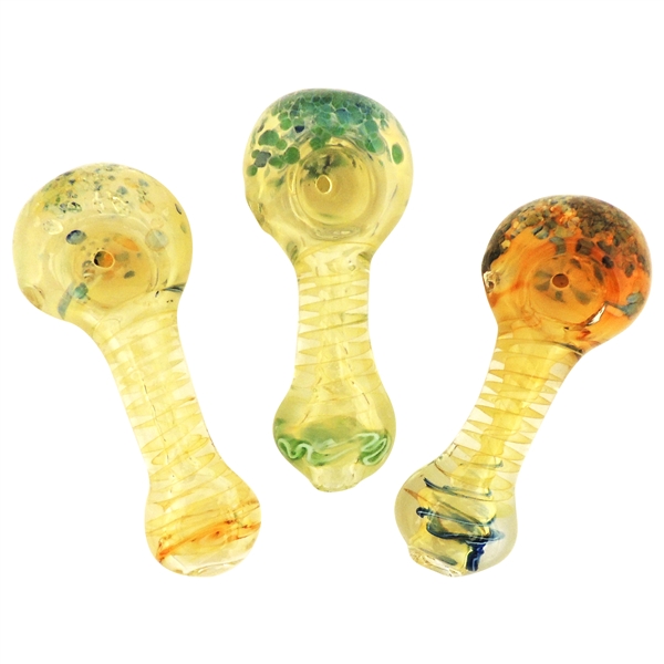 HP-2160 3" Bubble Head + Swirl Handle Glass Hand Pipe | Color Assorted