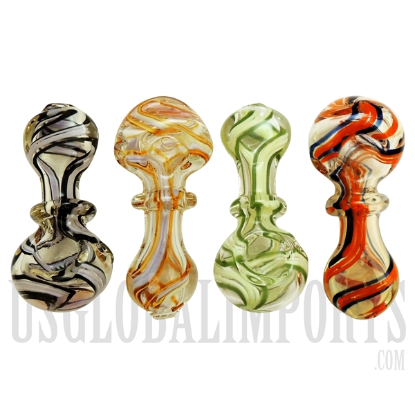 HP-2265 4" Two-Line Design Glass Hand Pipe | Colors Come Assorted