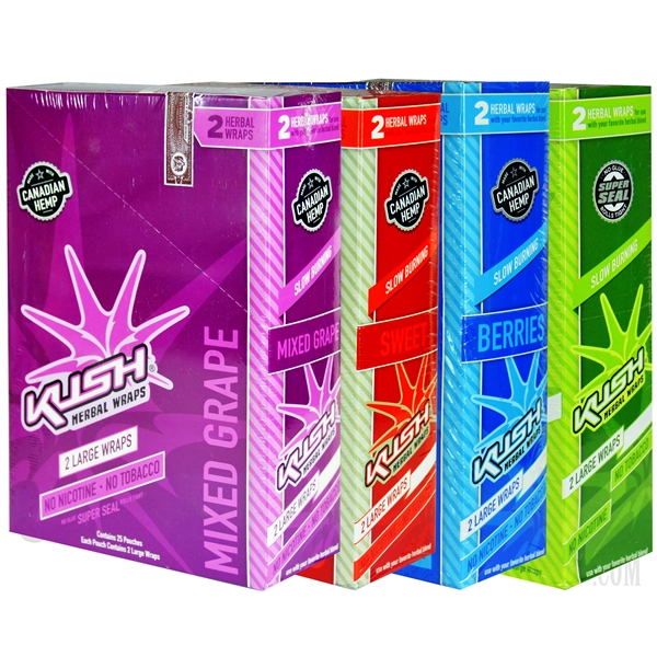 HW-101 Kush Herbal Wraps. 2 Large Wraps. 25 Pouches