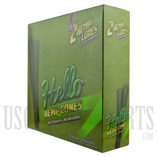 HW-106 Hello Hemp Cones. 20 Pouches. 2 Hemp Wraps