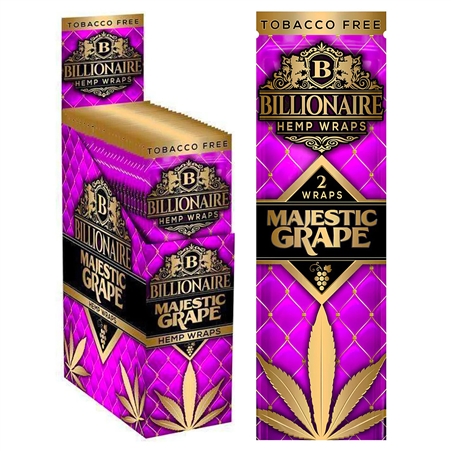 HW-BW-101-MG Billionaire Hemp Wraps | 2 Wraps | 25 Packs | Majestic Grape