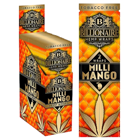 HW-BW-101-MM Billionaire Hemp Wraps | 2 Wraps | 25 Packs | Milli Mango