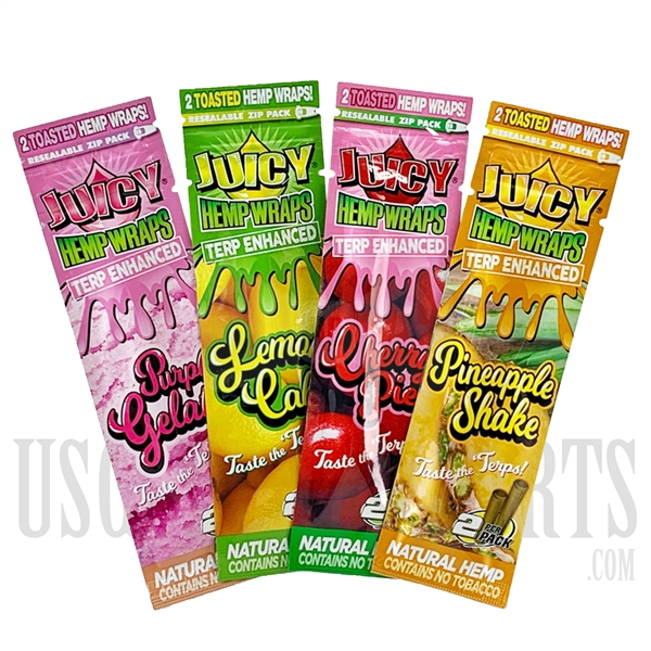 JH-101 Juicy Hemp Wraps. 25 Pouches. 2 Wraps Each. Many Flavors