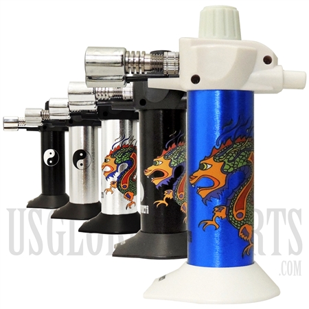 MT-90-YY Newport Butane Torch | 5.5" | Yin Yang & Dragon Series | Color Choices