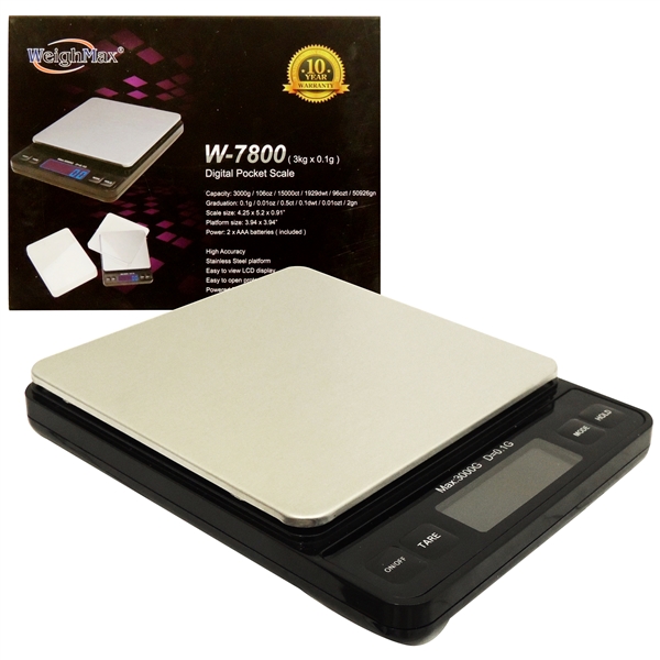 SC-74 WeighMax W-7800 | Digital Pocket Scale | 3000g x 0.1g | Black