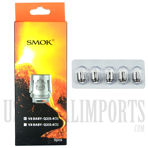 VPEN-694 SMOK V8 Baby-Q2  0.4 Dual Replacement Coils. 5 Pieces