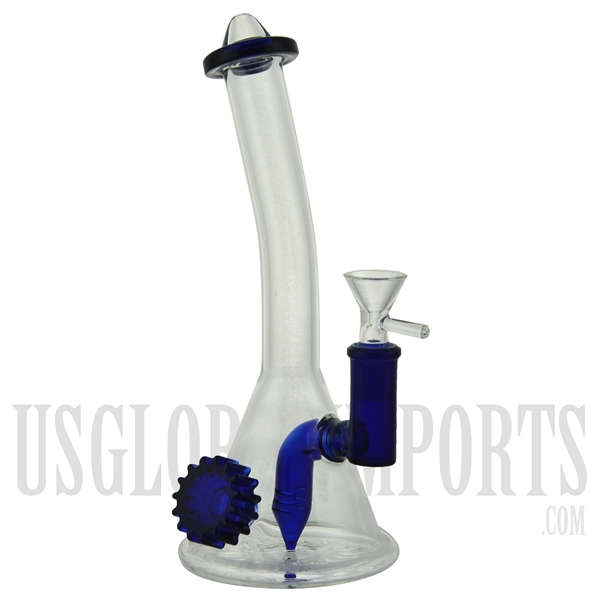 WP-7027 10" Water Pipe + Stemless + Bent Neck + Gear Design + Color