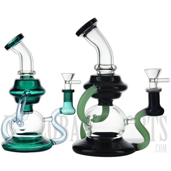 WP-NS9133 8" Water Pipe + Stemless + Recycler + Klein Recycler + Bent Neck + Color