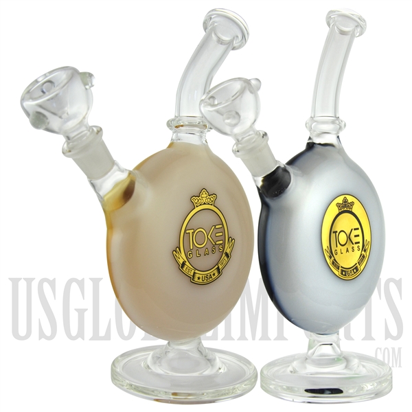 WP-TK102 10.5" Toke Glass Water Pipe + Bubble Body + Bent Neck. 2 Color