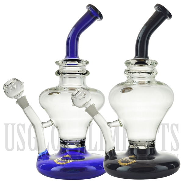 WP-TK108 12.5" Water Pipe + Stemless + Exotic Curvy Body + Turbine Bent Neck + TOKE GLASS