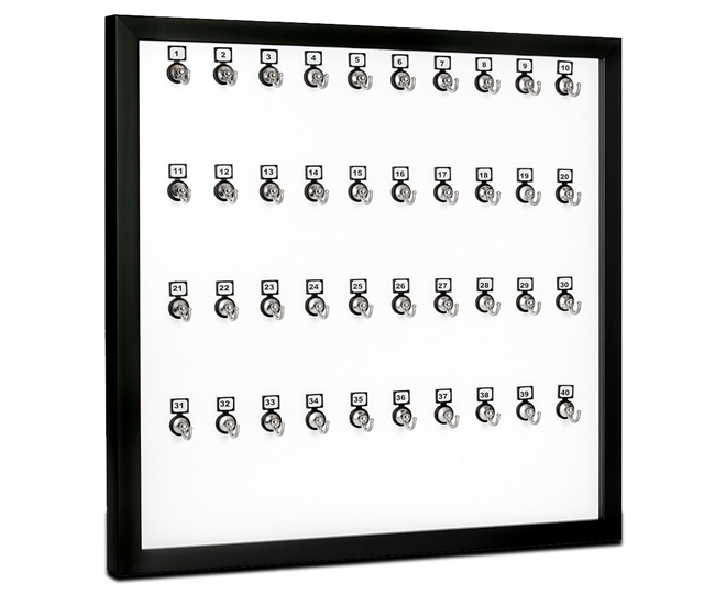 Keystand, #40MNF, (Not Available) Framed 40 Bolted Metal Hook with Number Plate and Hidden Hangers for Executive Offices (40 Sets of Tag & Ring Included)