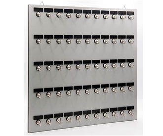 Key Rack, Key Holder # 55MGN, Extra Space 55 Bolted Metal Hooks with 'Customize Name Plate', (60 Set of Tag & Ring Included) - Made in USA