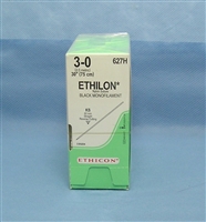 Ethicon Ethilon 3/0, 30" Black Monofilament Non-Absorbable Suture with Reverse