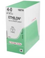 Ethicon Ethilon 5/0, 18" Black Monofilament Non-Absorbable Suture with Reverse