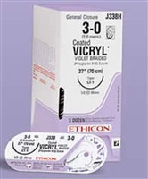 Ethicon Vicryl 3/0, 18" Coated Vicryl Undyed Braided Absorbable Suture