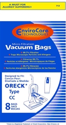 Oreck Bag Paper Type CC Upright With Bag Dock Micro Filter             8 Pack Envirocare