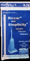 Simplicity Riccar Paper Bag Micro Lined 3 pack Replacement