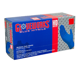 AMMEX Gloveworks Heavy Duty Royal Blue Nitrile Gloves 6 mil (10 box x 100) GWRBN