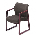 HON 2400 Series Guest Arm Chair, Mahogany Finish, Gray 