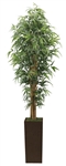 Laura Ashley 7 Foot Tall High End Realistic Silk Bamboo Tree with Brown and Bronze Wood Planter