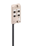 Lumberg Automation ASBV-R 4/LED 5-256/5M 4 Port, 2 Channel, 5 Pin, LED, 5 M Passive M12 Distribution Block