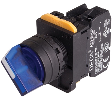 Deca A20F-2E10Q4S 22 mm Selector Switch, 2 Position, Blue