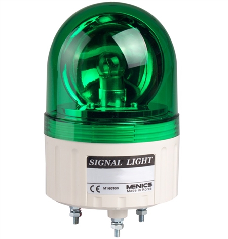 Menics 86mm Beacon Light, 24V, Green, Rotating w/ Alarm